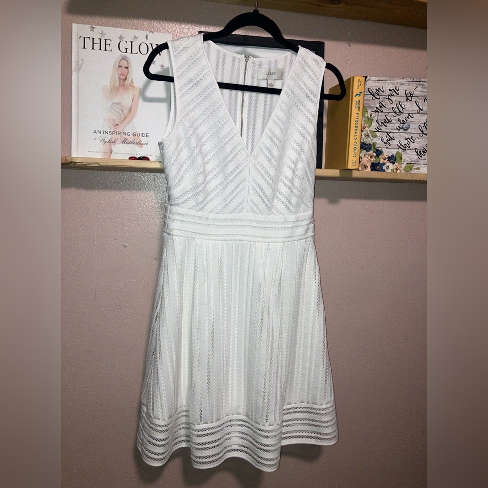 ✨ J. Crew White A-line Midi Dress with V-neck